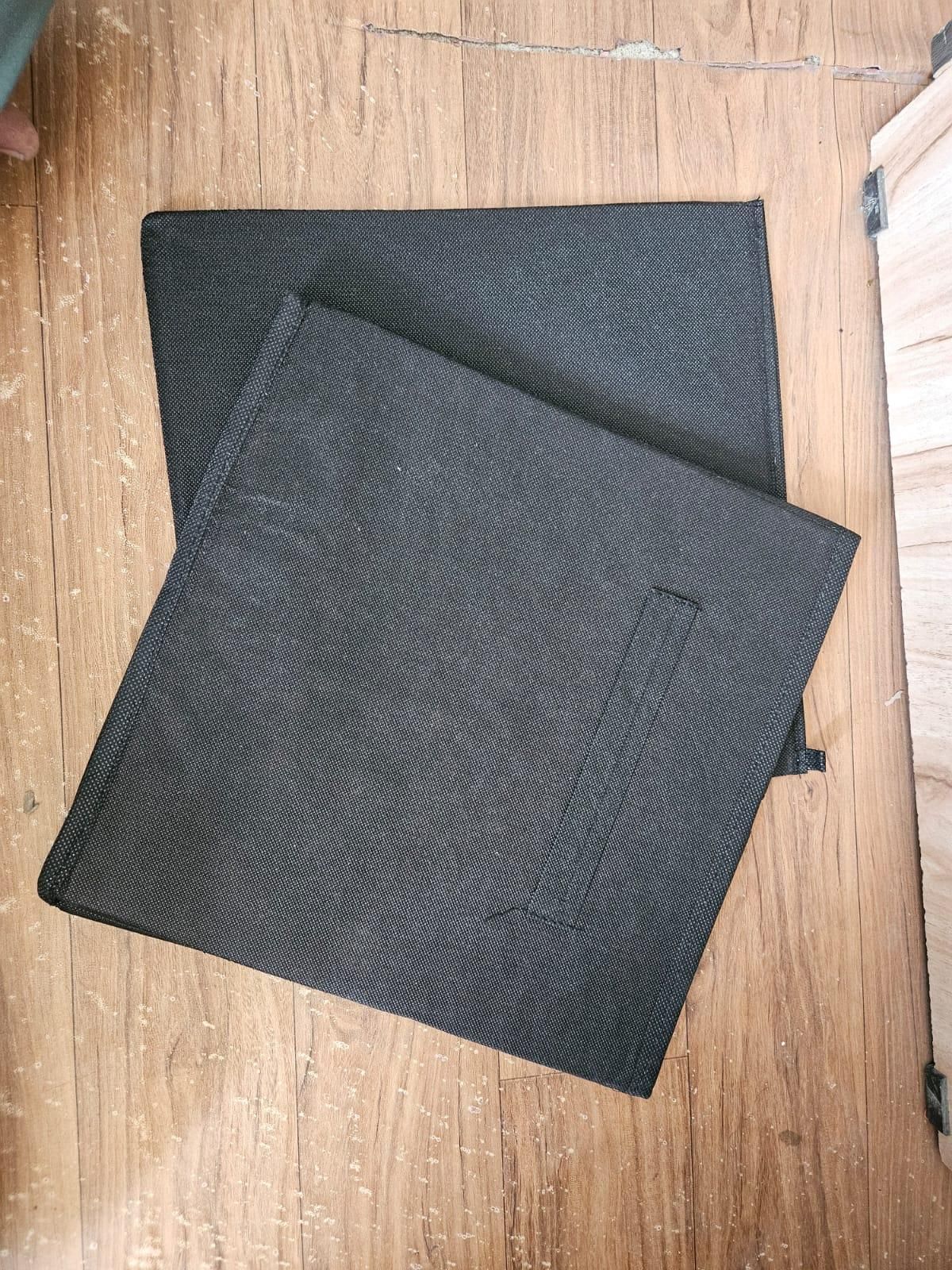 Storage Basket Fabric Drawers Organizer Box Bin Open Design Black (Pack of 2)